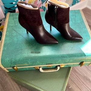 Nine West; Hot chocolate suede/leather stiletto bootie